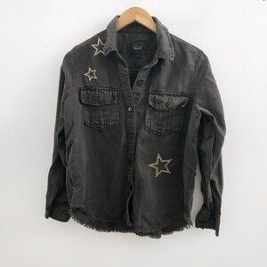 RAILS Loren Shirt Black Metallic Stars Size Small